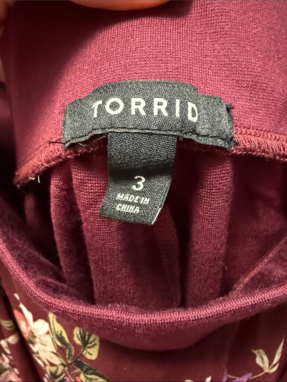 Torrid Burgundy Floral Maxi Skirt with Built-In Shorts Size 3 - Picture 3 of 6